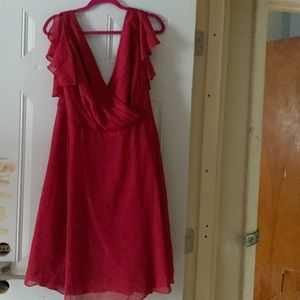 Beautiful apple red dress.  Paid $150 at David’s Bridal.  Wore for 3 hours!